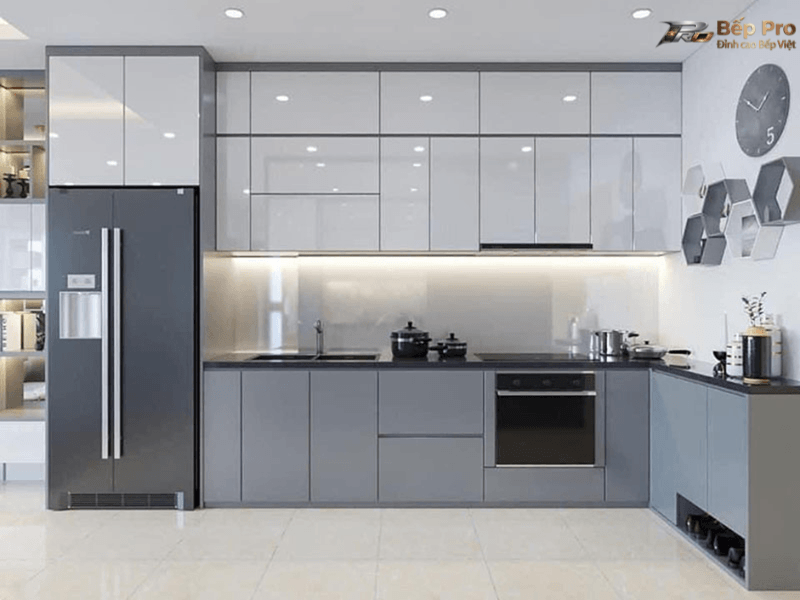 Mẫu tủ bếp gỗ MDF chống ẩm phủ Melamine